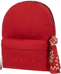 Polo Original Double Scarf Σχολική Τσάντα Πλάτης Γυμνασίου - Λυκείου σε Κόκκινο χρώμα 2023