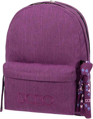 Polo Original Double Scarf Σχολική Τσάντα Πλάτης Γυμνασίου - Λυκείου σε Μωβ χρώμα 2023