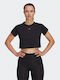 Adidas Essentials 3 Bar Logo Crop Femeie Sport Crop Tricou Uscare rapidă Negru