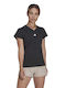 Adidas Essentials Minimal Branding Women's Athletic T-shirt Fast Drying with V Neckline Black