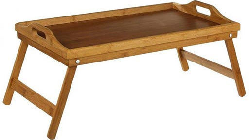 Urban Living Holz Rechteckig Betttablett mit Griffen in Braun Farbe 53x33x21cm 30132 1Stück