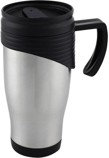 Next Ποτήρι Θερμός Ανοξείδωτο 400ml Ασημί με Επιστόμιο και Λαβή