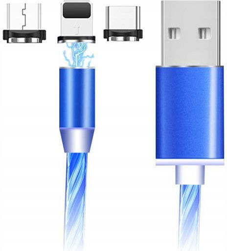 Magnetic USB to Lightning / Type-C / micro USB Cable Μπλε 1m (AT0000240)