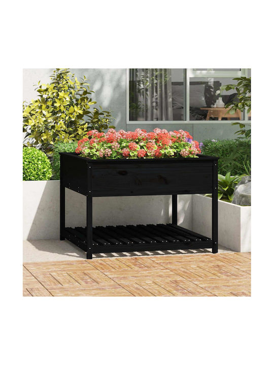 vidaXL Planter Box Wooden Black 111.5x111.5x81cm.