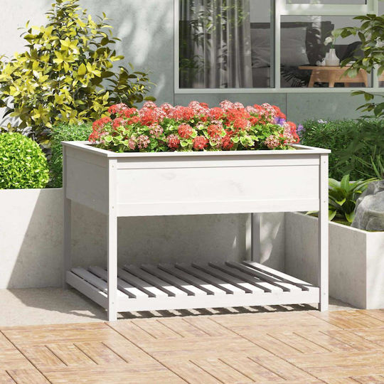 vidaXL Кутия за саксии Дърво Бял 111.5x111.5x81см.