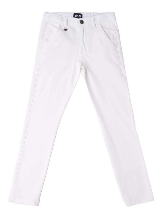 Kids' Chino Fabric Pants White