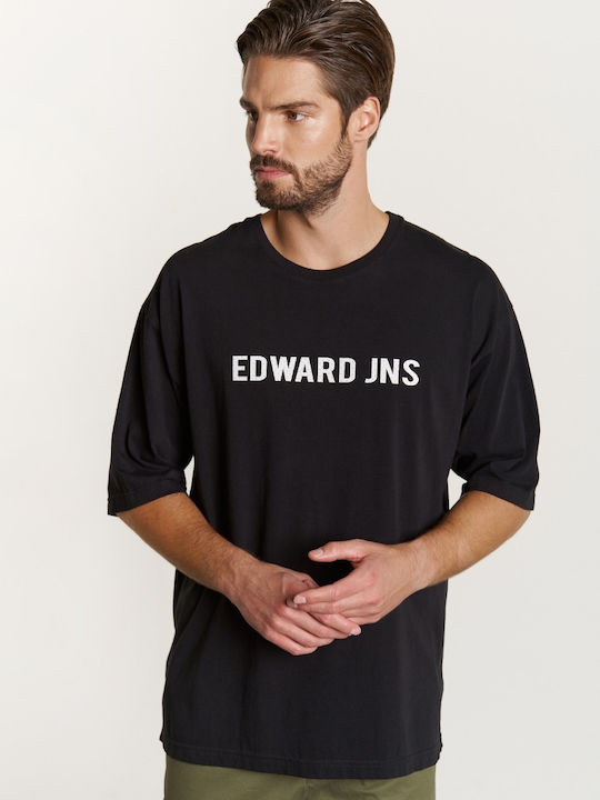 Edward Jeans Ανδρικό T-shirt Μαύρο με Λογότυπο