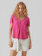 Vero Moda Women's Summer Blouse Short Sleeve with V Neckline Pink Yarrow