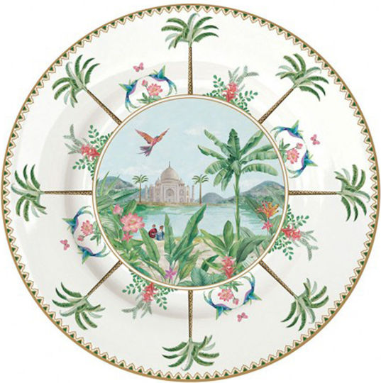Marva Paradise Sauvage Plate Desert made of Porcelain Multicolour with Diameter 19cm 6pcs
