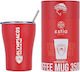 Estia Coffee Mug Save The Aegean Glas Thermosflasche Rostfreier Stahl BPA-frei Olympiacos B.C. Edition 350ml mit Stroh