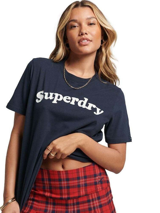 Superdry Damen Sport T-Shirt Marineblau