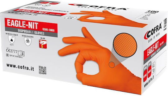 Cofra Eagle-Nit Handschuhe Nitril in Orange Farbe 100Stück