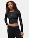 Women's Crop Top Long Sleeve Black