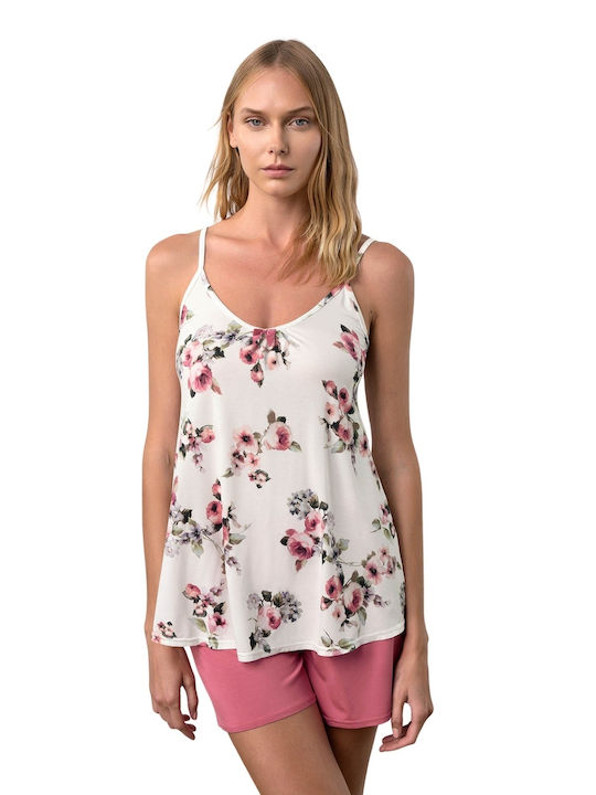 Vamp Sommer Damen Pyjama-Set Weiß