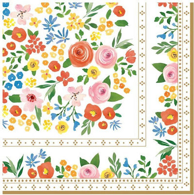 Χαρτοπετσέτες Boho Flowers Πολύχρωμες 33x33εκ. 20τμχ