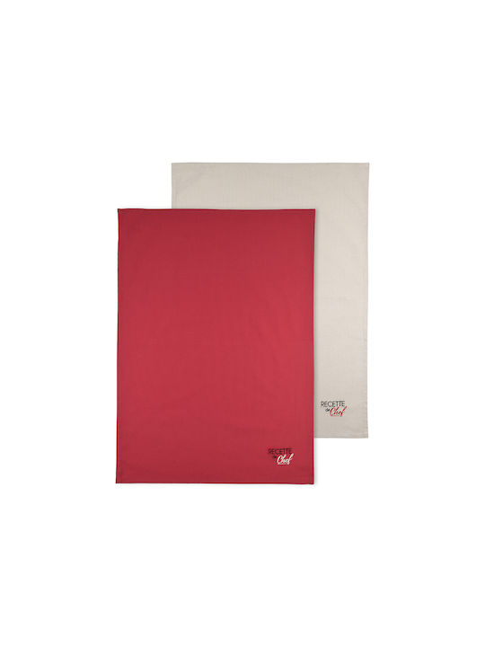 Duo Geschirrtuch aus 100% Baumwolle Rouge / Lin 70x50cm 2Stück
