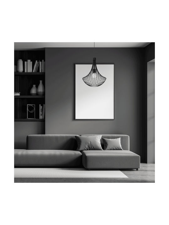 Eko Light Cesta Κρεμαστό Φωτιστικό Μαύρο Πλέγμα με Ντουί E27 40εκ.