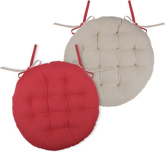 Gartenstuhlkissen S-F Duo Rund Rouge / Lin 38x38cm
