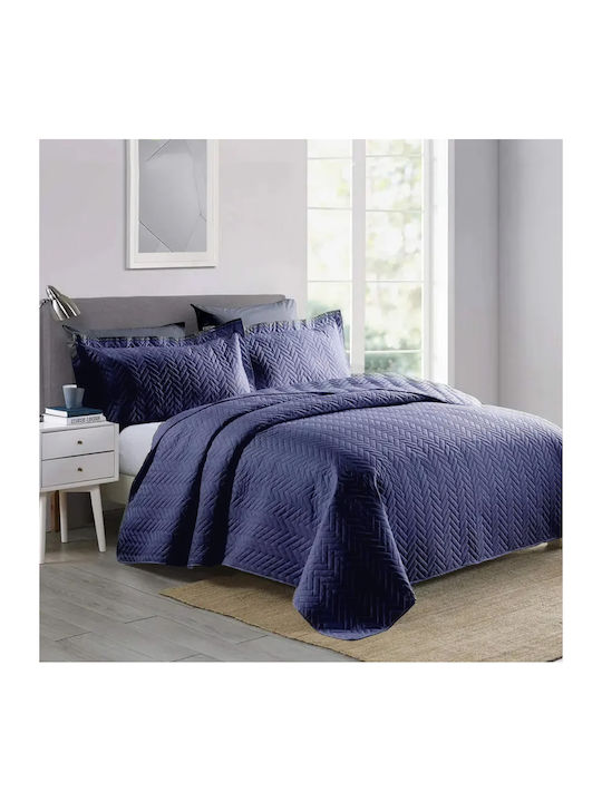 Kelepoyri Set Super Double Microfiber Coverlet Blue 220x240cm