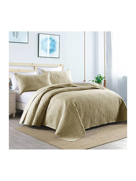 Kelepoyri Set Coverlet Queen Microfiber Beige 220x240cm