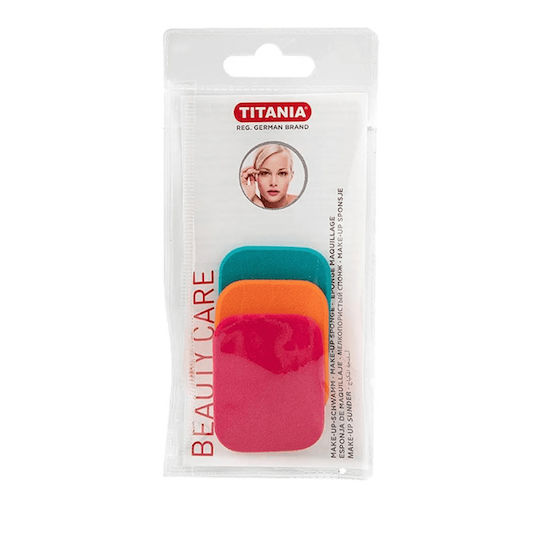 Titania Synthetic Make Up Sponge Set for Foundation Pink/Orange/Petrol 3pcs