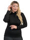 Honey Damen Bluse Langärmelig Rollkragenpullover Schwarz