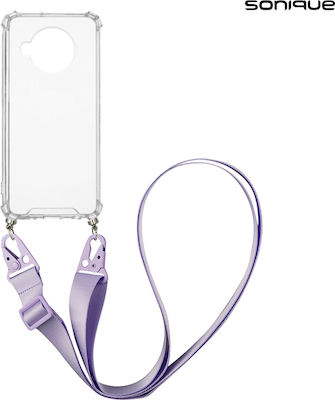 Sonique Strap Armor Coperta din spate Silicon cu curea rezistent Transparent / Lilac (Xiaomi Mi 10T Lite)