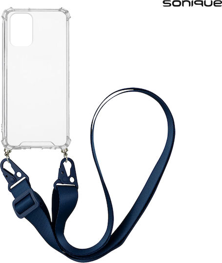 Sonique Strap Armor Back Cover Silicone with Strap Transparent / Dark Blue (Poco M5)