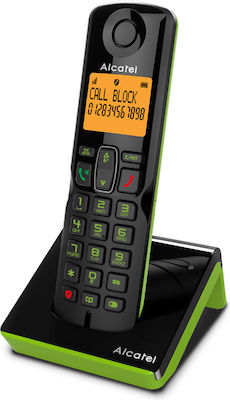 Alcatel S280 EWE Ασύρματο Τηλέφωνο με Aνοιχτή Aκρόαση Μαύρο/Πράσινο