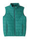 Kids' Quilted Jacket Sleeveless Short Green