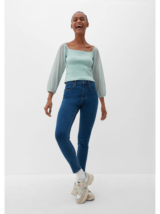 S.Oliver Damen Sommerliches Crop Top mit 3/4 Ärmel Mint