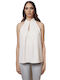 Desiree Women's Summer Blouse Sleeveless with Tie at Neck White