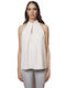 Desiree Women's Summer Blouse Sleeveless with Tie Neck White