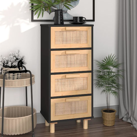 Chest of Drawers of Solid Wood with 4 Drawers 40x30x90cm