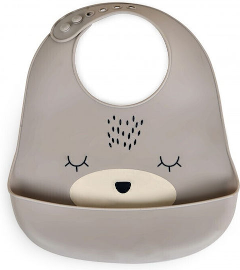 Cangaroo Oscar Waterproof Bib Silicone with Button & Pocket Grey for 4 m+ 110049