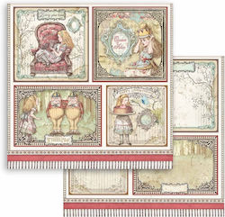 Stamperia Alice Cards Φύλλο Scrapbooking Διπλής Όψης Μονό 1τμχ 30.5x30.5cm