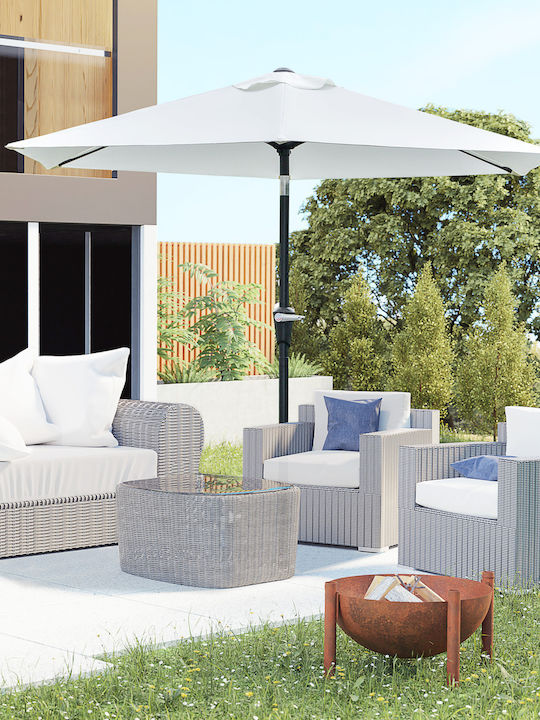 Circular Garden Umbrella Metal White 2.27x2.25m