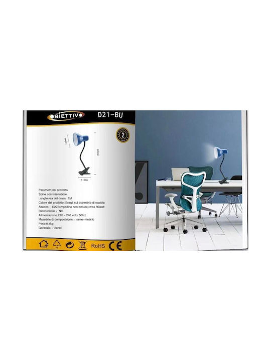 Obiettivo D21-B LED Bürobeleuchtung mit flexiblem Arm und Clip in Blau Farbe