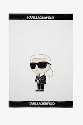 Karl Lagerfeld Prosop de Plajă de Bumbac Alb 150x100cm.