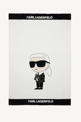 Karl Lagerfeld Πετσέτα Θαλάσσης Βαμβακερή Λευκή 150x100εκ.
