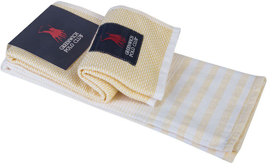Greenwich Polo Club 2708 Handtuch aus 100% Baumwolle Yellow - White 60x40cm 2Stück