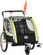 Homcom Kids and Stroller Bicycle Trailer 2 1 Brake Belt 5-Point Flag 142 X 75 X 101 Cm Yellow