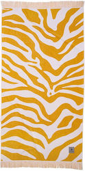 Greenwich Polo Club 3741 Beach Towel Cotton White, Ochra with Fringes 180x90cm.