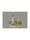 La Vista Σετ Καράφα Γάμου με Ποτήρι Κρασιού Γυάλινο / Μεταλλικό σε Χρυσό Χρώμα 2τμχ