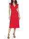 May Summer Midi Dress Wrap with Ruffles Red