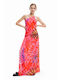 Desigual Summer Maxi Dress with Slit Red