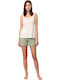 Vamp Sommer Damen Pyjama-Set Green Tea