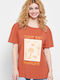 Funky Buddha FBL007-14504 Women's Athletic T-shirt Orange FBL007-145-04-TERRACOTA