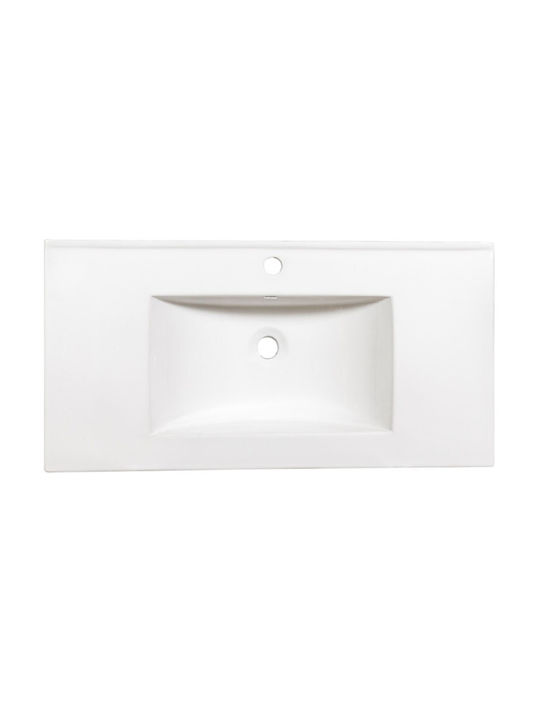 Martin Slim 90 Вградена мивка Порцелан 90x46cm Полиран порцелан