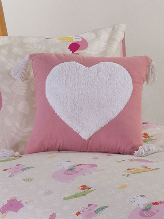 Nef-Nef Homeware Παιδικό Διακοσμητικό Μαξιλάρι Hugging Heart Ροζ 35x35εκ.